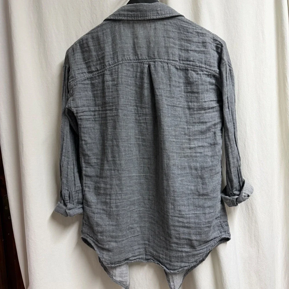 Wildflower Yellow Springs Grey Cotton Gauze Open Front Draped Jacket Small - Picture 6 of 7